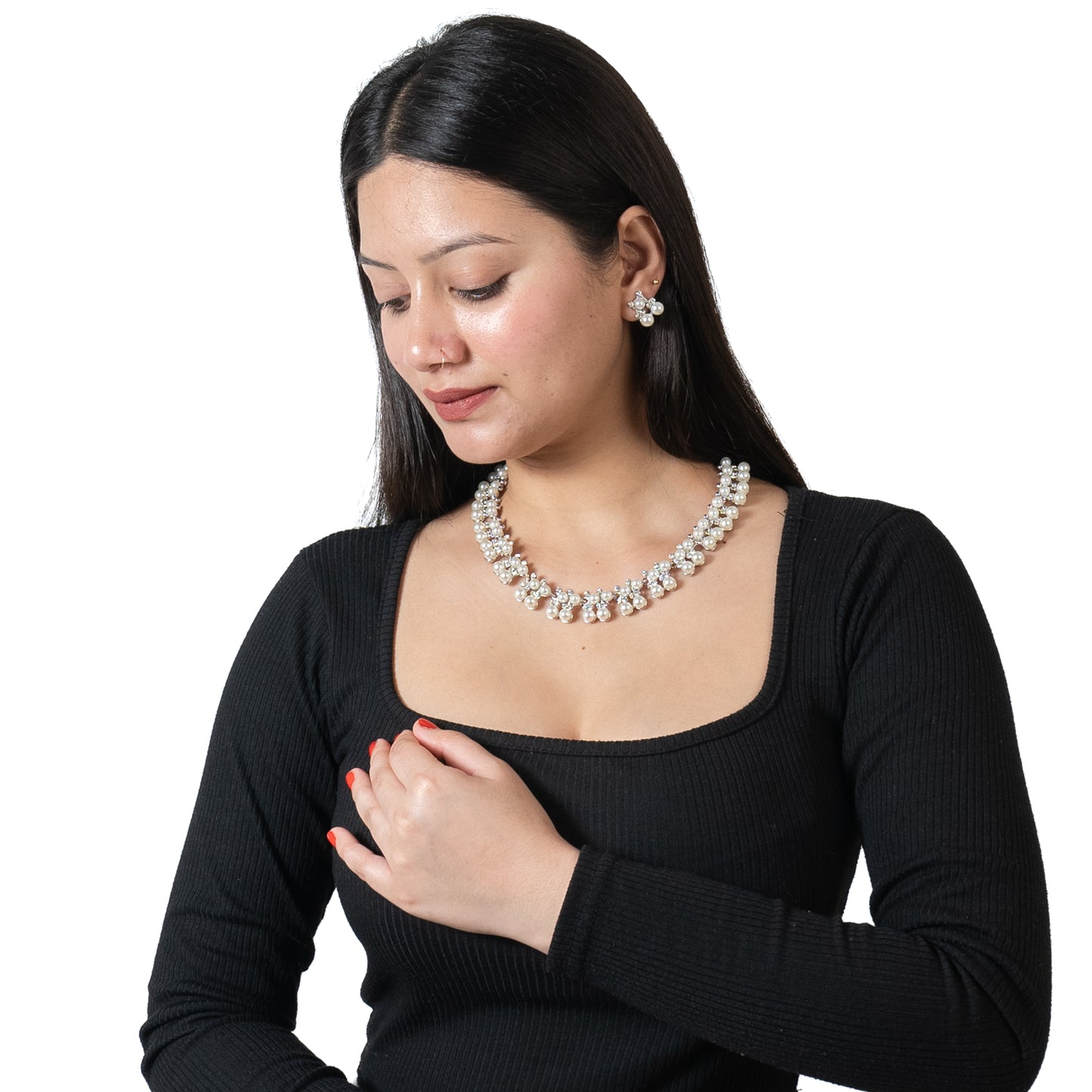 Pearl Necklace Set with Earings