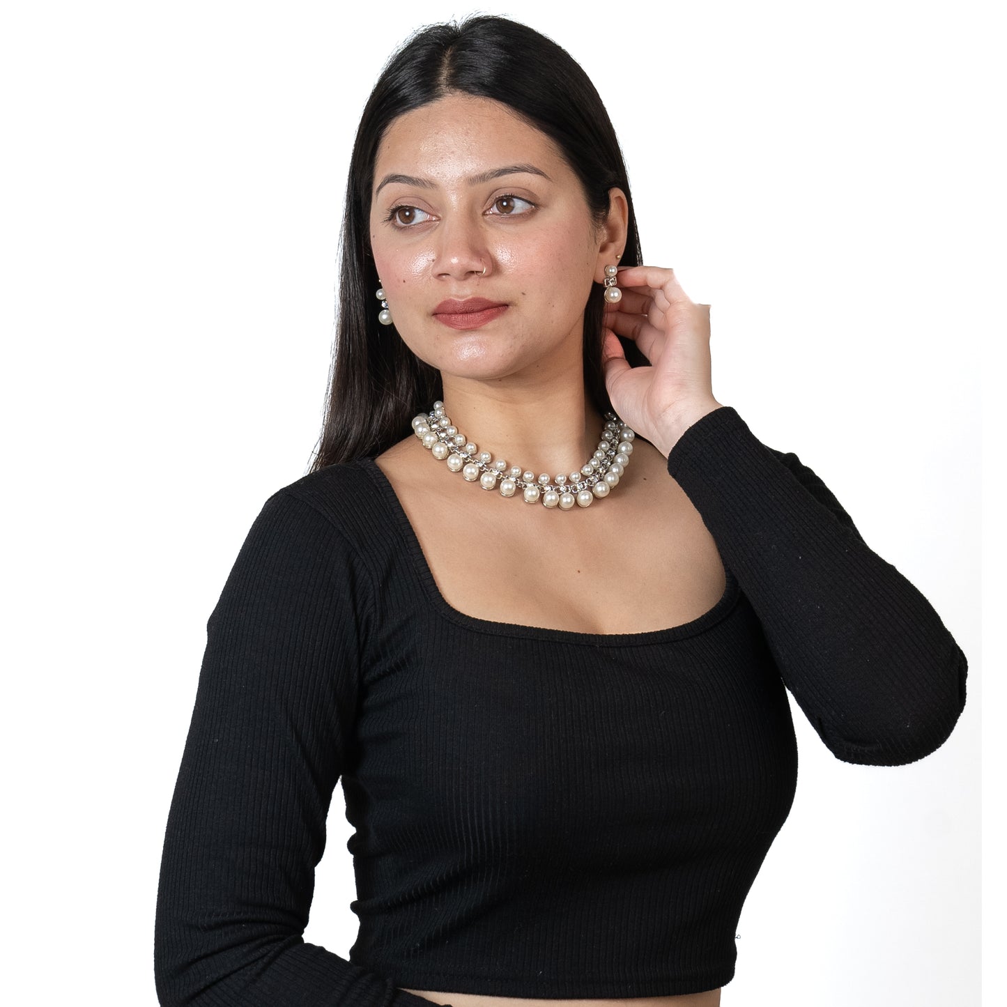 Pearl Necklace Set with Earing