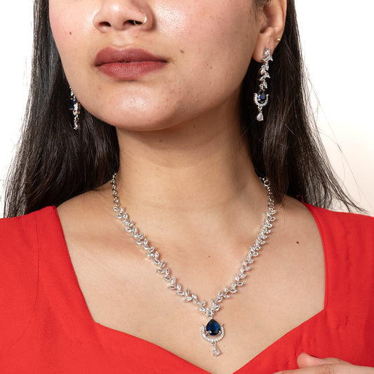 Sapphire Necklace Set with Earings